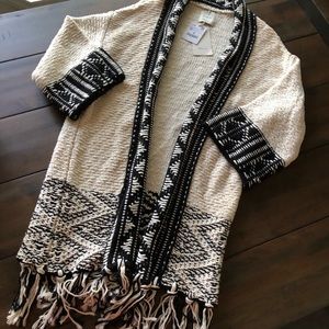 Long Knit Cardigan With Fringe